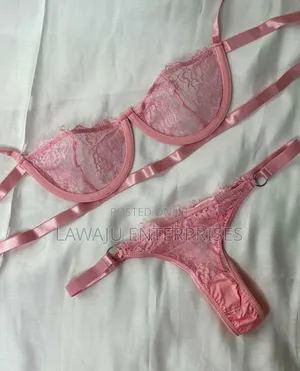 2PC Pink Flower Lace Lingerie