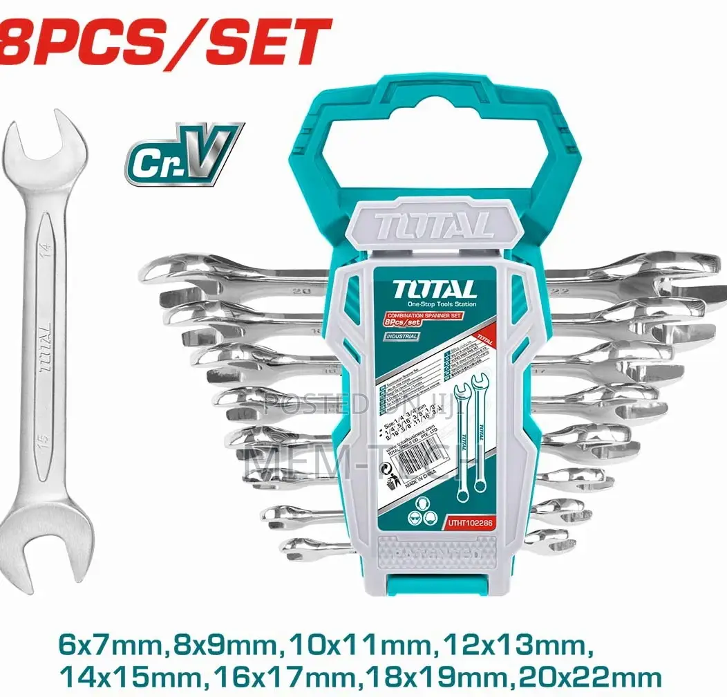 Total THT102386 8pcs Double Open End Spanner Set Size:6-22mm