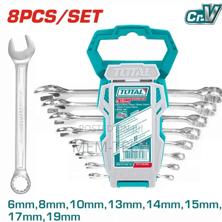 Total THT102286 8pcs Combination Spanner Set Size:6-19mm