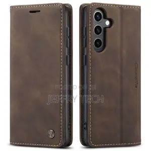 Samsung Galaxy S24 Plus Wallet Suede Leather Case Coffee