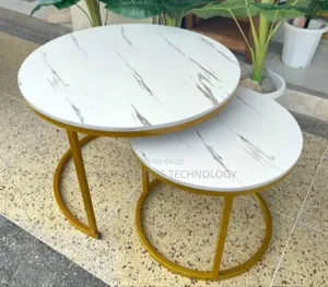 WHITE Nesting Coffee Table Marble Effect (MDF)
