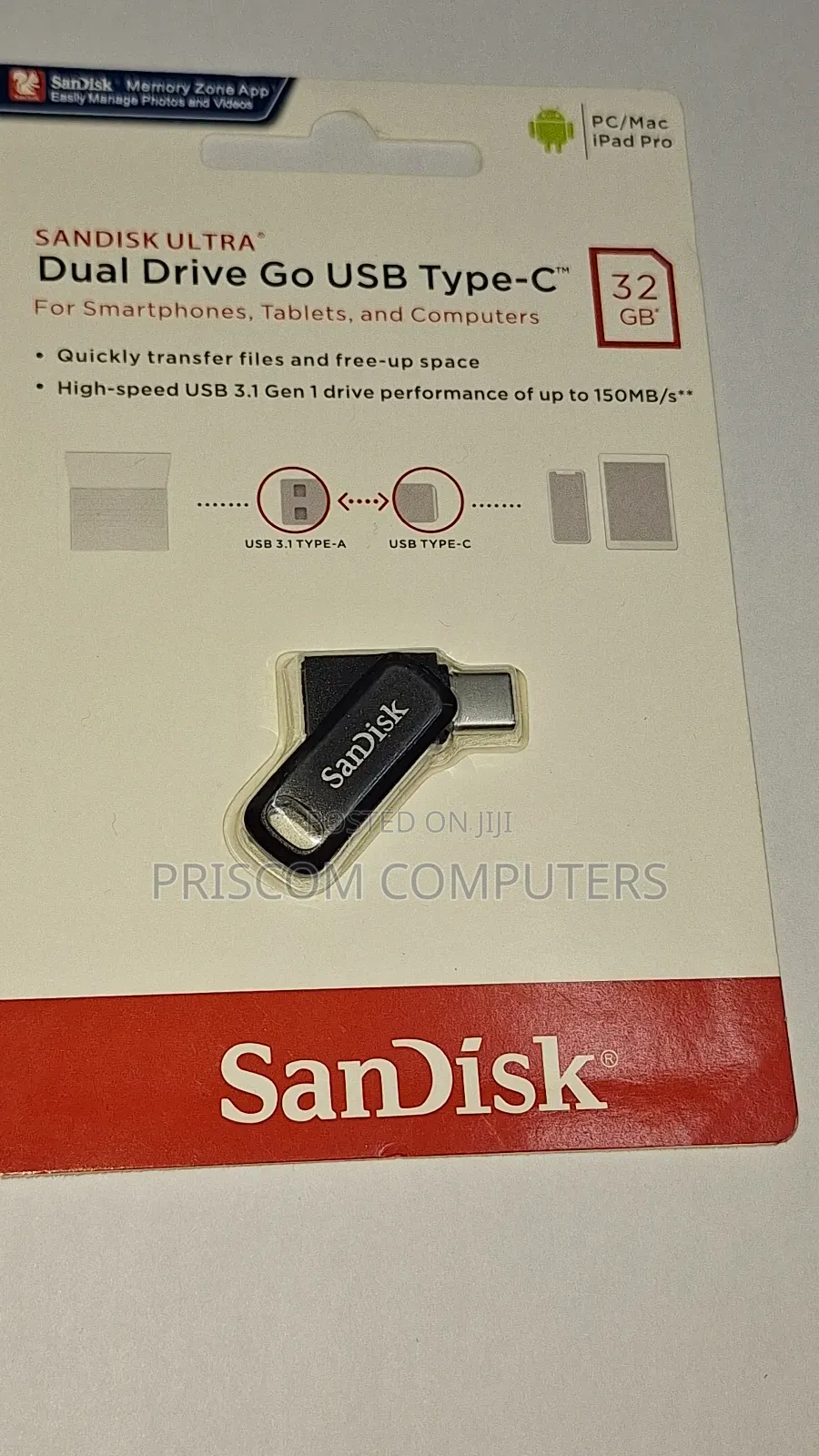 32GB Sandisk Flash Disk Drive Dual OTG USB Type C