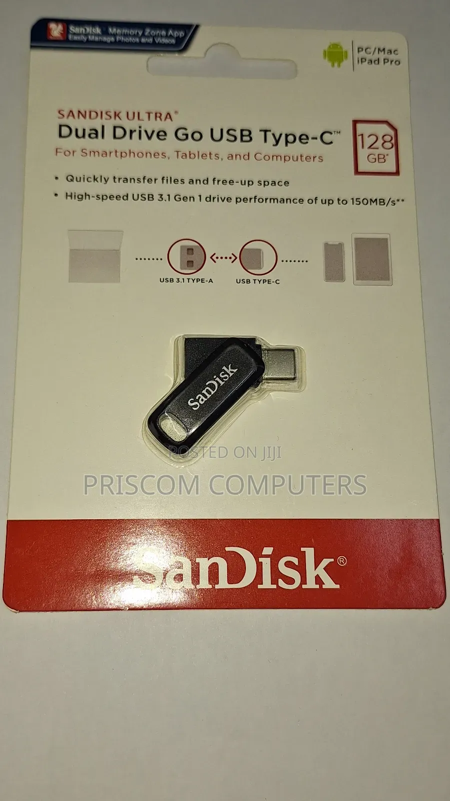 128GB Sandisk Flash Disk Drive Dual OTG USB Type C