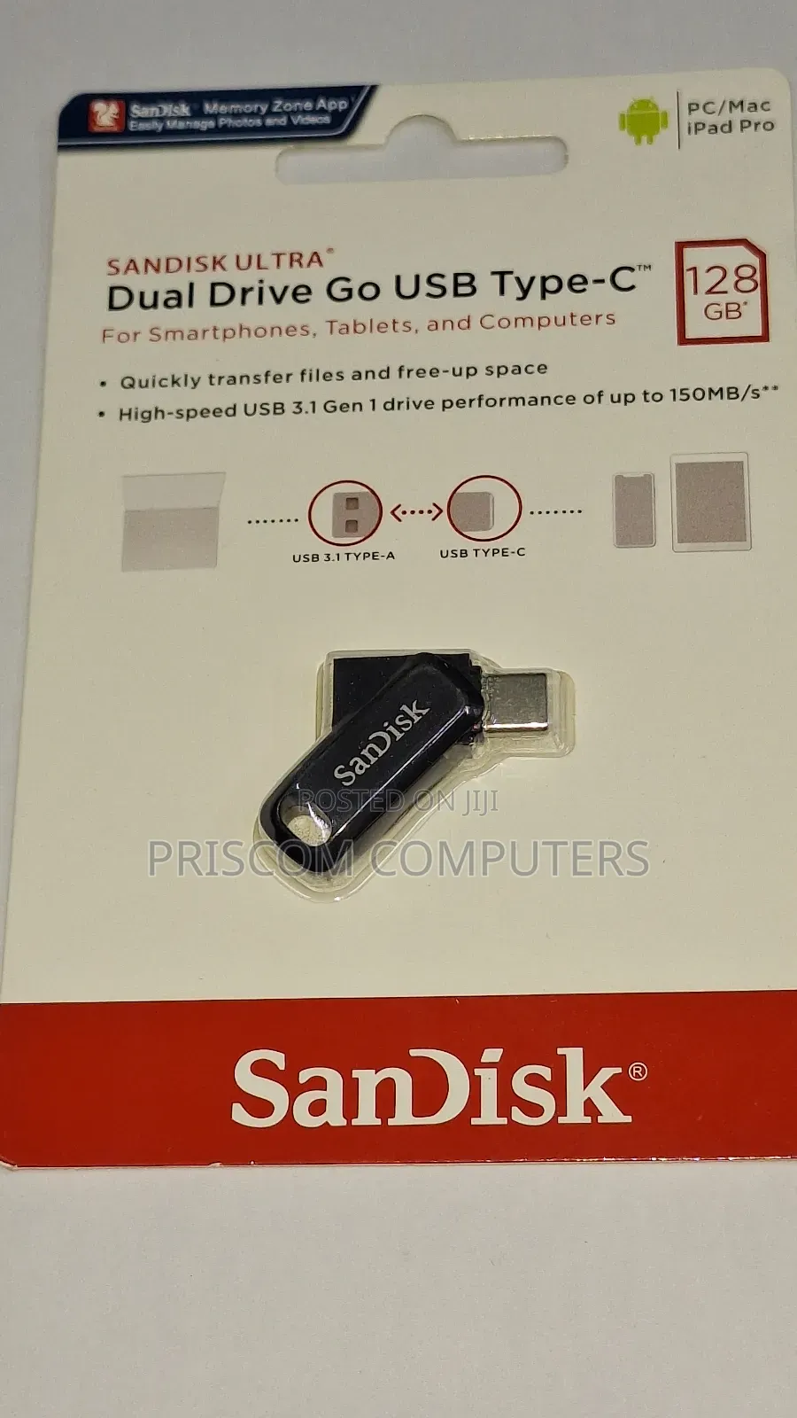 128GB Sandisk Flash Disk Drive Dual OTG USB Type C