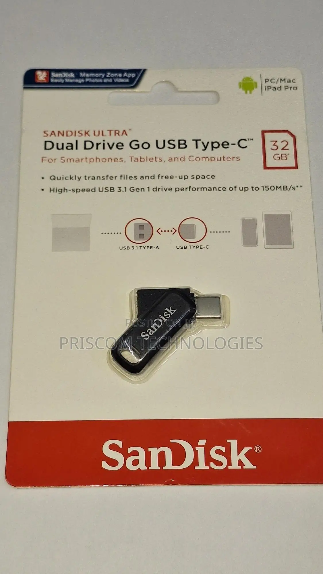 32GB Sandisk Flash Disk Flash Drive Dual OTG USB Type C