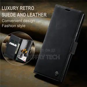 Samsung Galaxy S23 Ultra Wallet Retro Leather Case Black