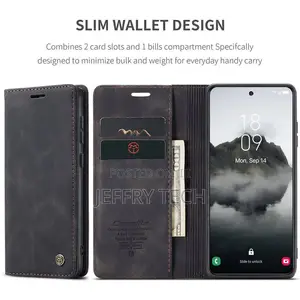Samsung Galaxy S24 Plus Wallet Suede Leather Case Black