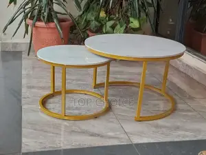 Twin Marble Coffee Table With Gold Stands