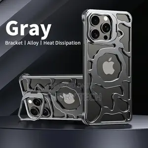 Magsafe iPhone 15 Pro Max Metal Alloy Cushion Kickstand Case