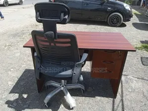 1.2m Dark Walnut Office Desk and Black Headrest Chair