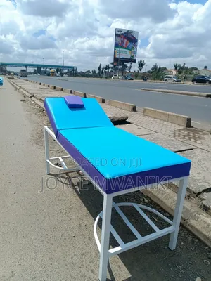 Massage Bed, Light Blue and Purple, With White Frame