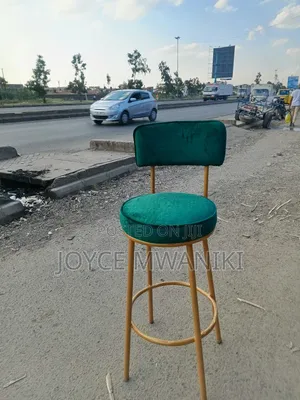 Counter Stool or Kitchen Stool, Green and Gold 