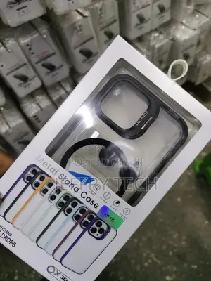 Stand Case for iPhone 15 Metal Camera Lens Ring Protector Co