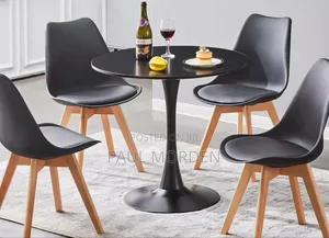 Round Dining Table With Four Padded Dining Chairs