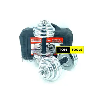 30kg Chrome Plated Dumbells Set in Plastic Carry Case