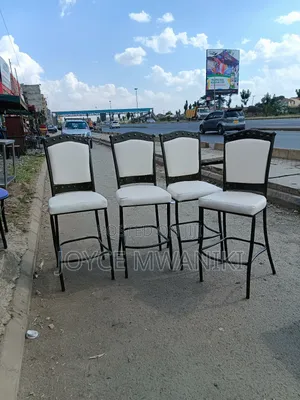 High Bar Chairs, Powder Coated, Cream White 