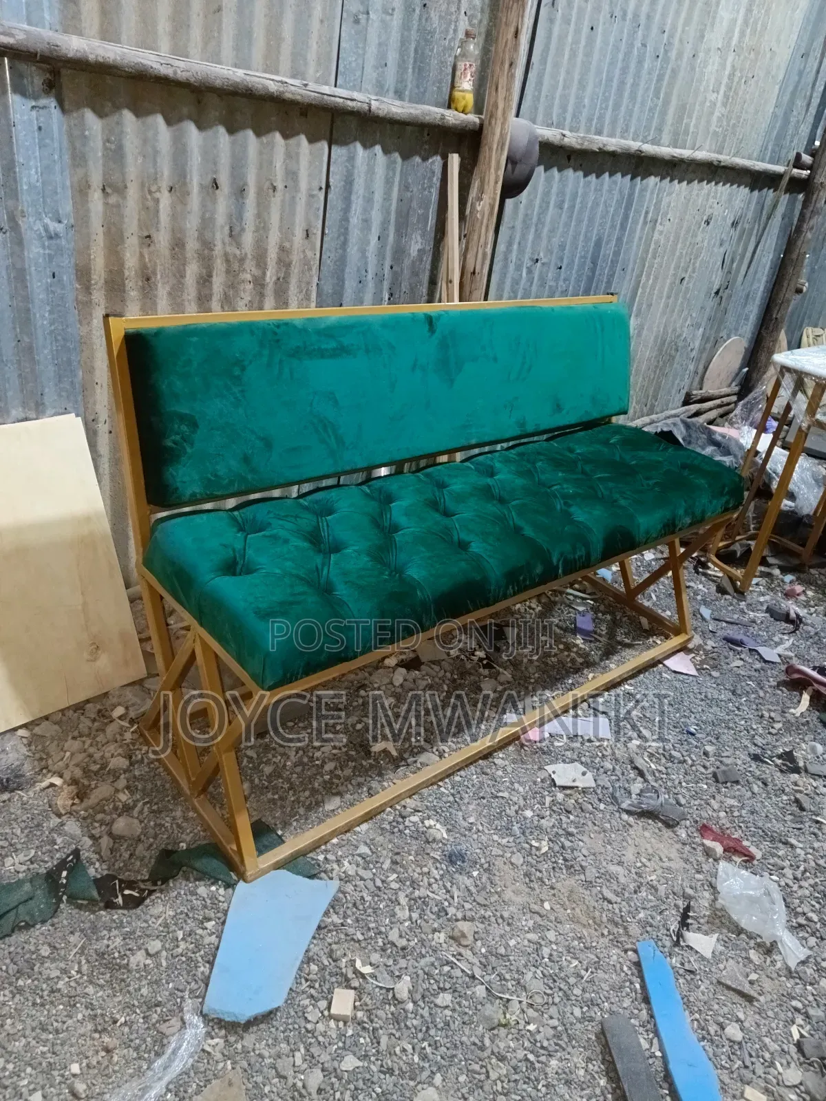 Waiting Bench, 3 Seater Green 