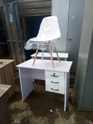 All White Study Table and Chair