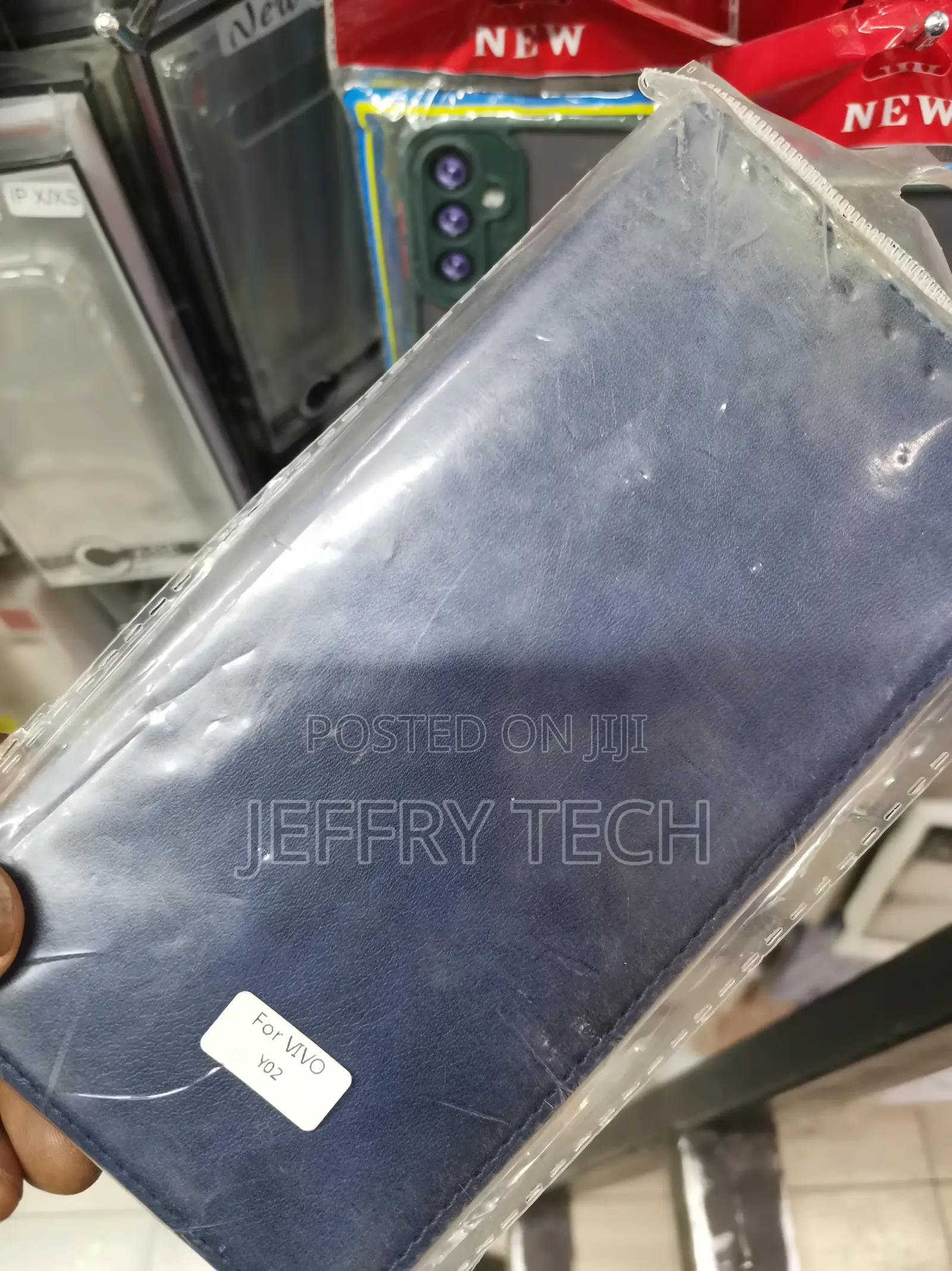 Vivo Y02 Flip Cover | Leather | Inside Pockets-Black
