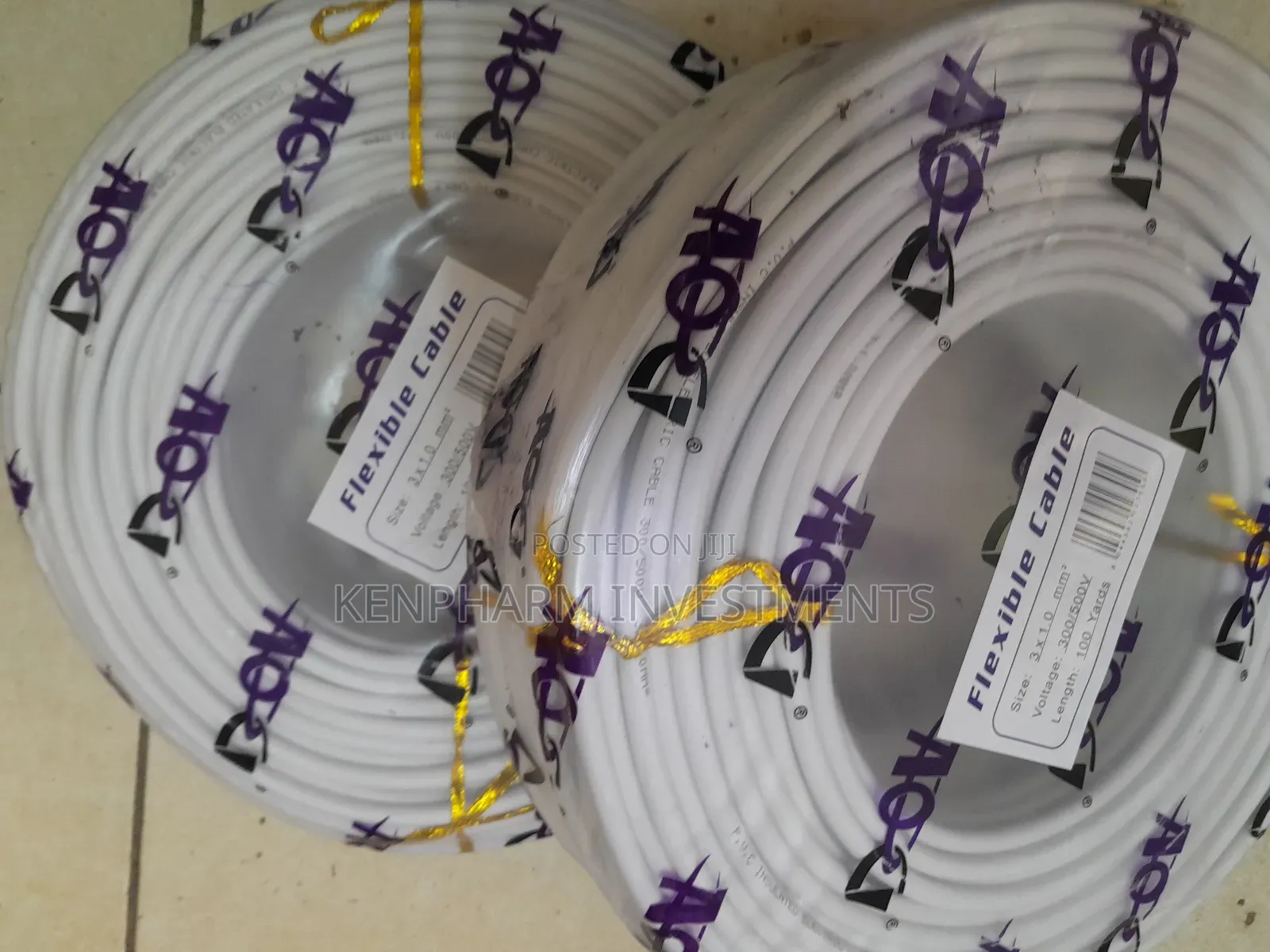 1.5mm Flex Cable, Three Cores; 91.44mts White; AON008