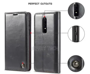 Caseme Oneplus 6 Magnetic Flip Leather Wallet Case Black