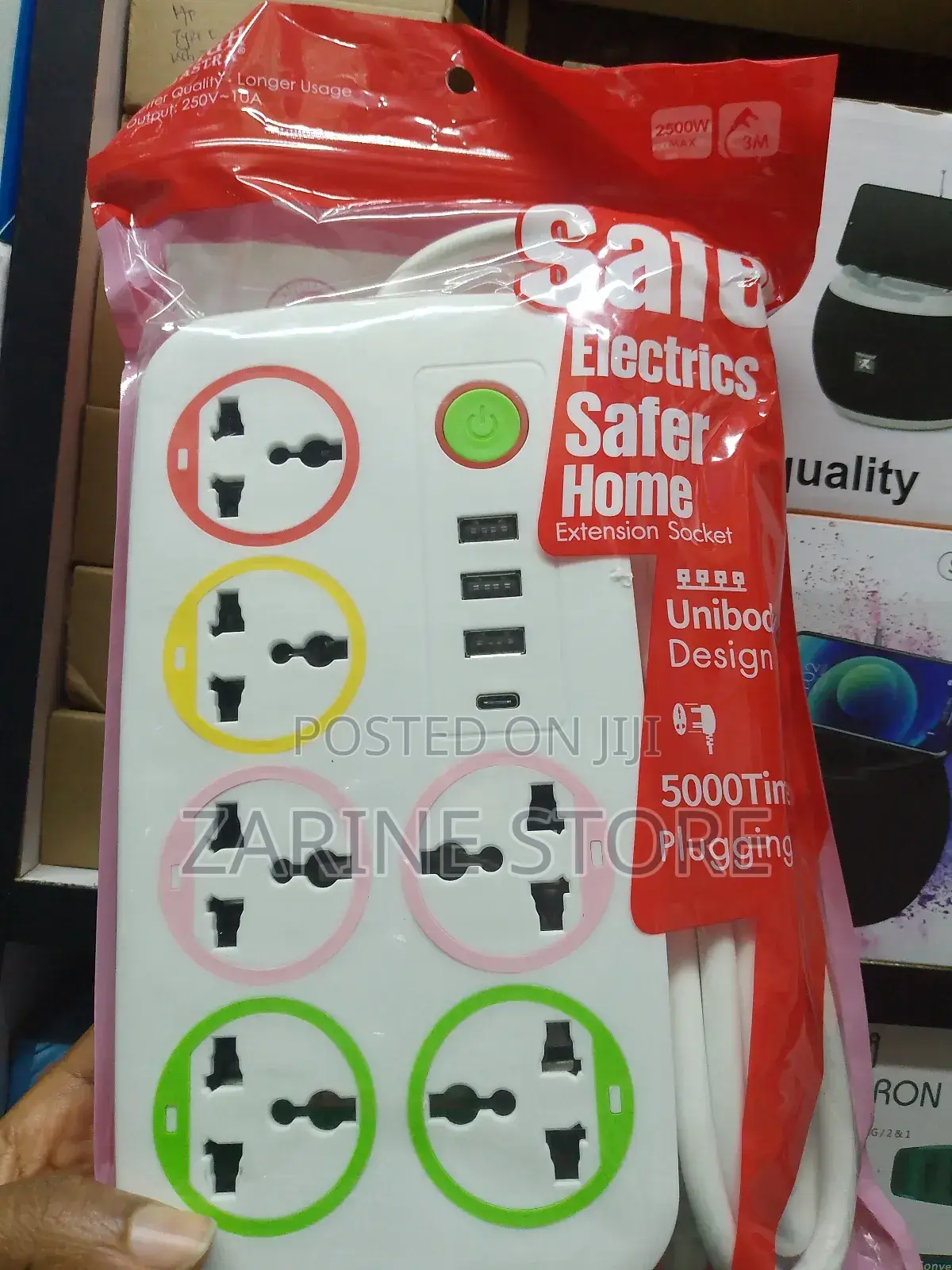 USB, Type C 6 Ways Power Extension Corded 3metres