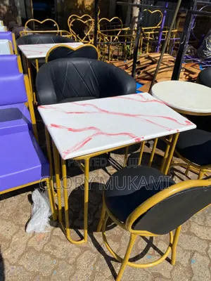 Black Set Manicure Chairs and Marble Manicure Table