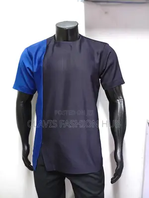 Traditional Man Designer Shirt Blue Black Current Colour