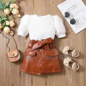 Girls Leather Skirt+Top