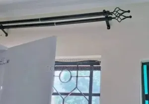 2m Double Adjustable Window Curtain Black Rod