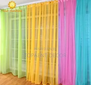 Green, Yellow, Pink, and Blue Window Sheers