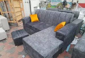 Velvet Mini L.Shaped Sofa Set