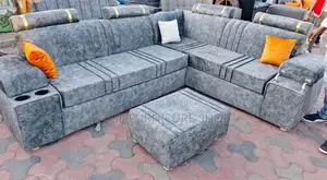 Velvet Grey 6seater L Seat Ready by Order
