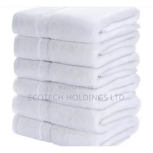 90 by 165 Pure White Cotton Towels 8jt