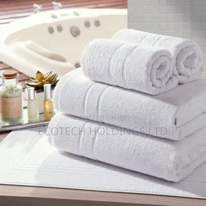 Elegant White Cotton Towels 90 by 165 Kj6
