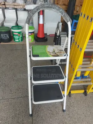 3 Steps Stainless Steel White Ladder.