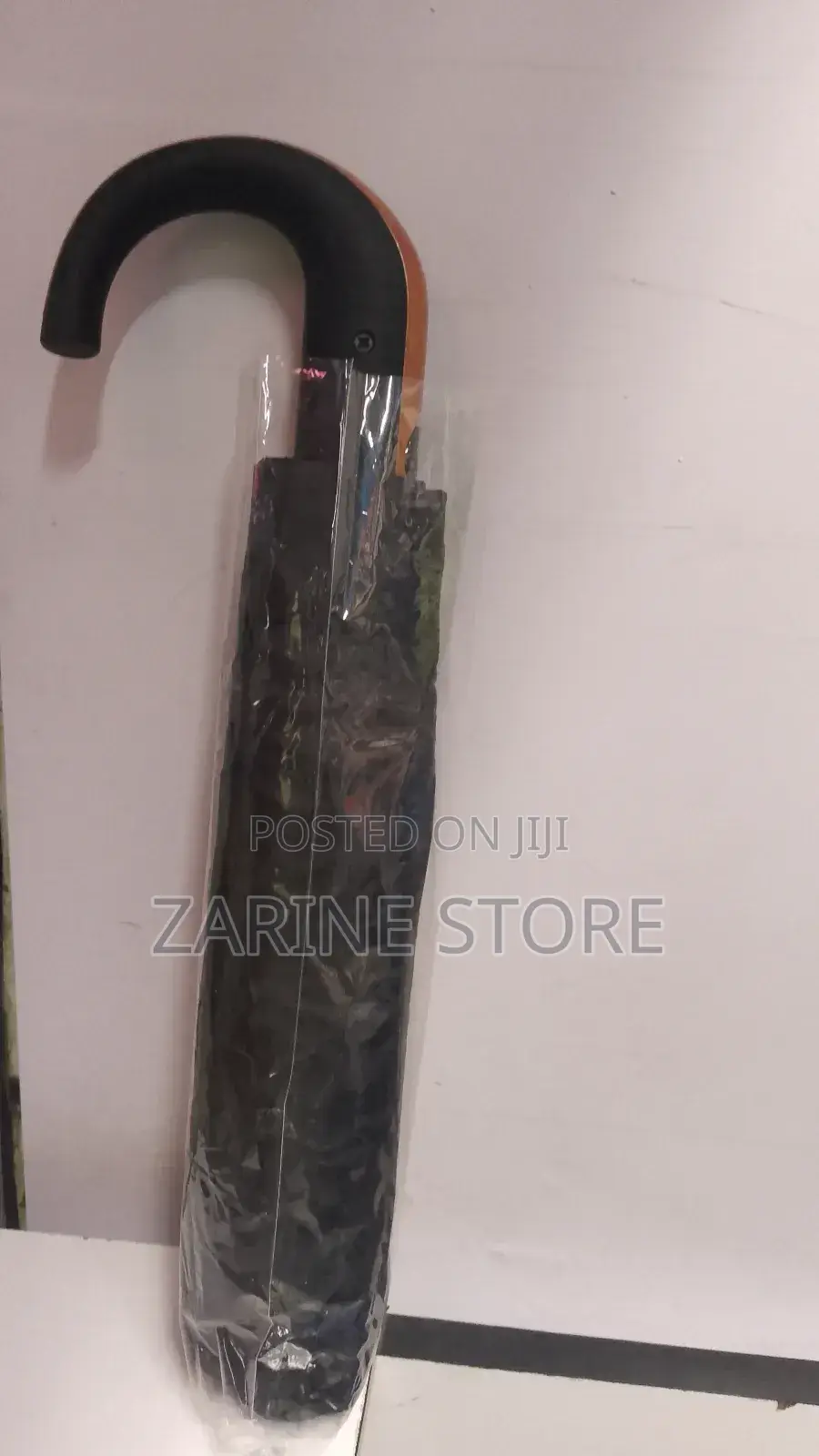 Black Rain Umbrella With Modernized Handle