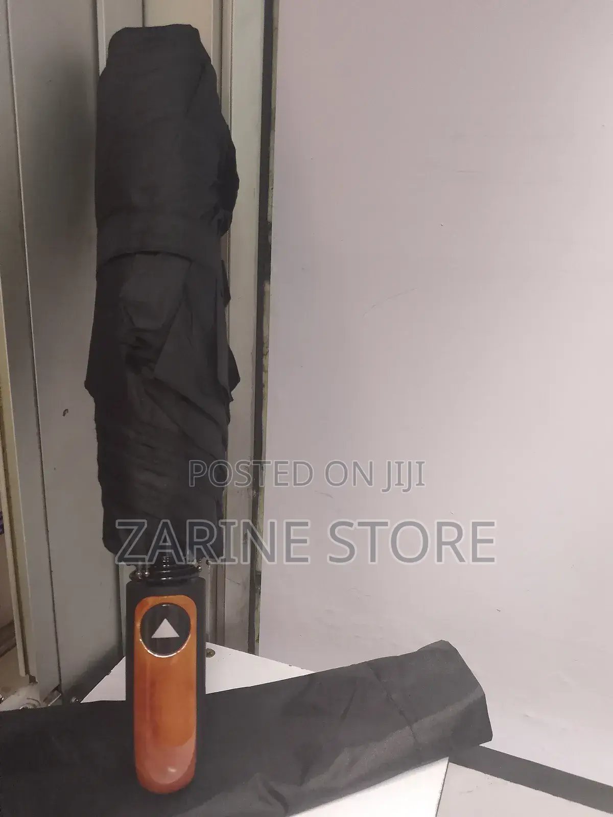 Black Rain Umbrella With Modernized Handle