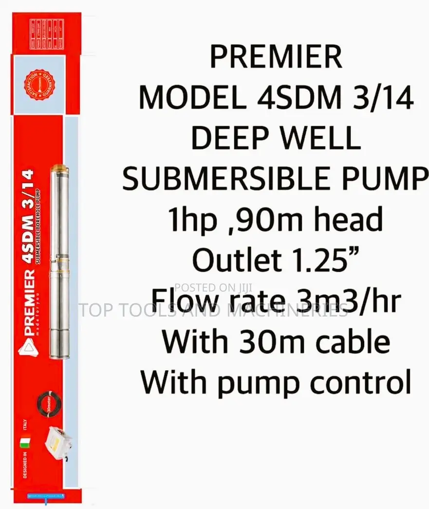 Premier 1HP 90M Head Deep Well Pump + Control Box