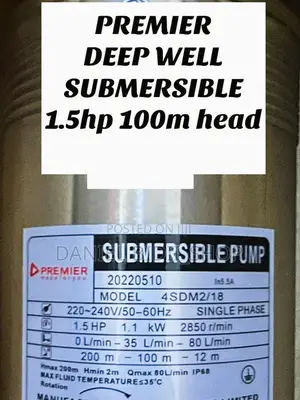 Premier Deep Well Submersible 1.5hp 100m Head