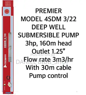 Premier 160m Ac Deep Well Submersible Pump 600w 11⁄2inch