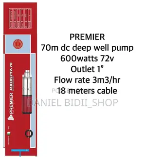 Premier 70m Dc Deep Well Submersible Pump 600w 1inch