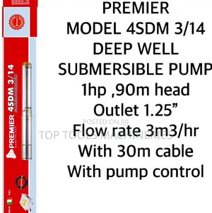 Premier 1hp 90m Head Submersible Pump With Control Box
