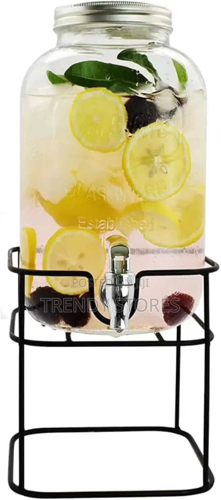 8L Glass Beverage Dispenser With Tap and Stand