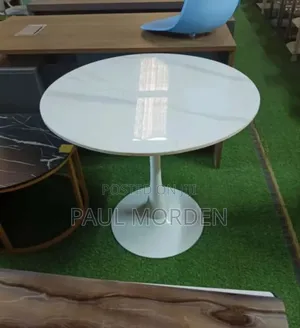 White Wooden Dining Round Table
