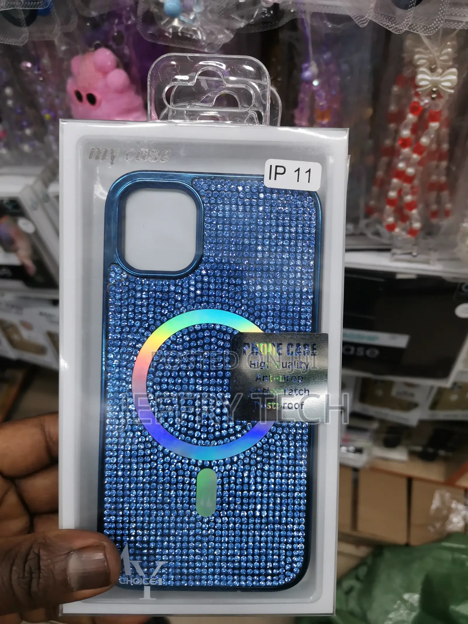 Magsafe Plating Gradient Glitter Case for iPhone 11-Blue