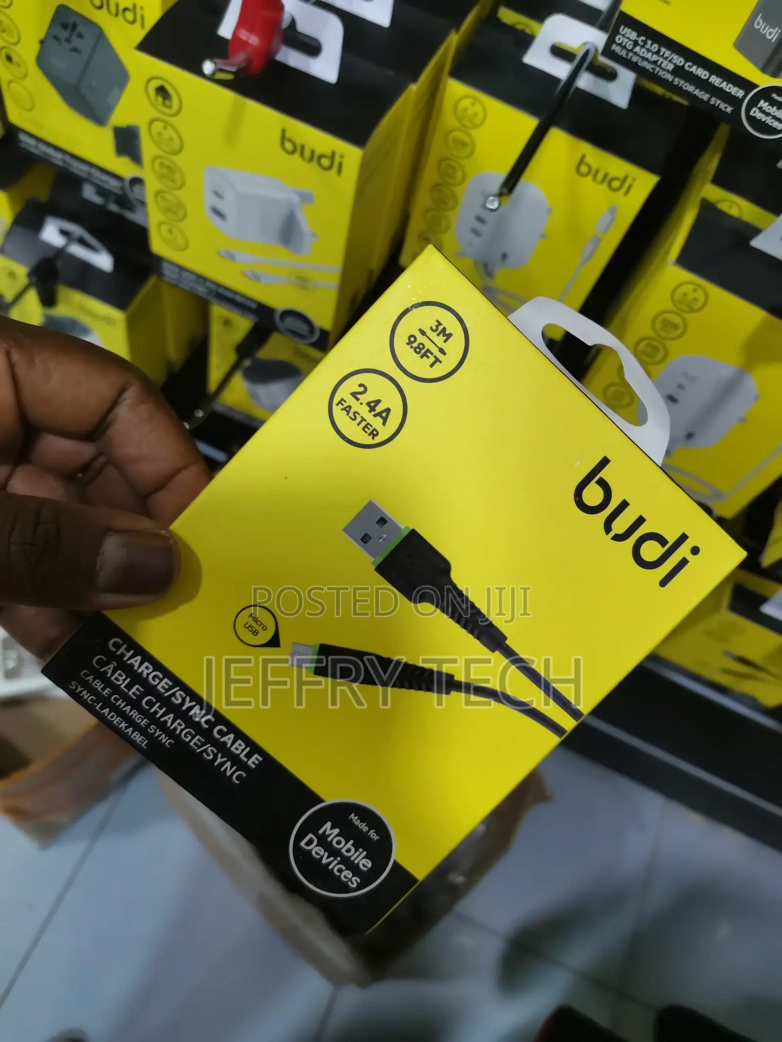 Budi Micro USB Cable 3M Fast Charge 2.4A for Android Smartph