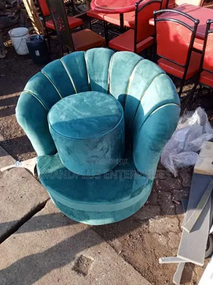 Flower Pattern Velvet Green Leisure Arm Chair With Pouf
