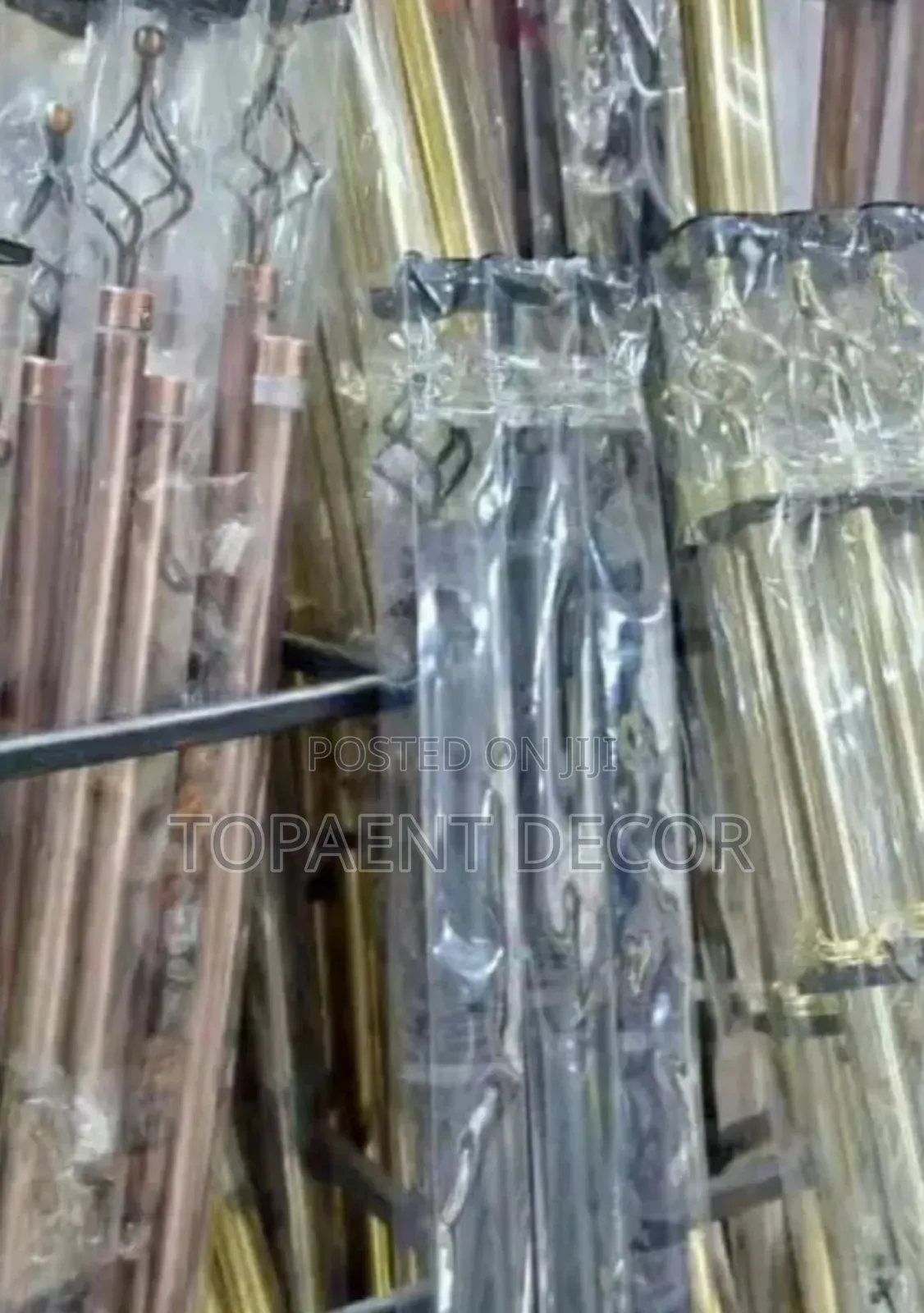 Black, Gold and Brown Door Adjustable Curtain Rods