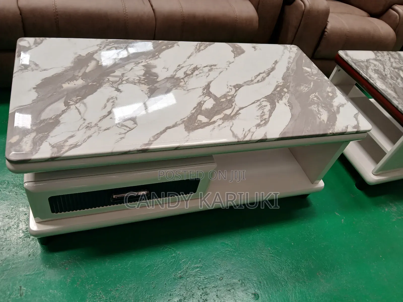 Pure Marble Coffee Table With Spacious Drawers on Both Sides